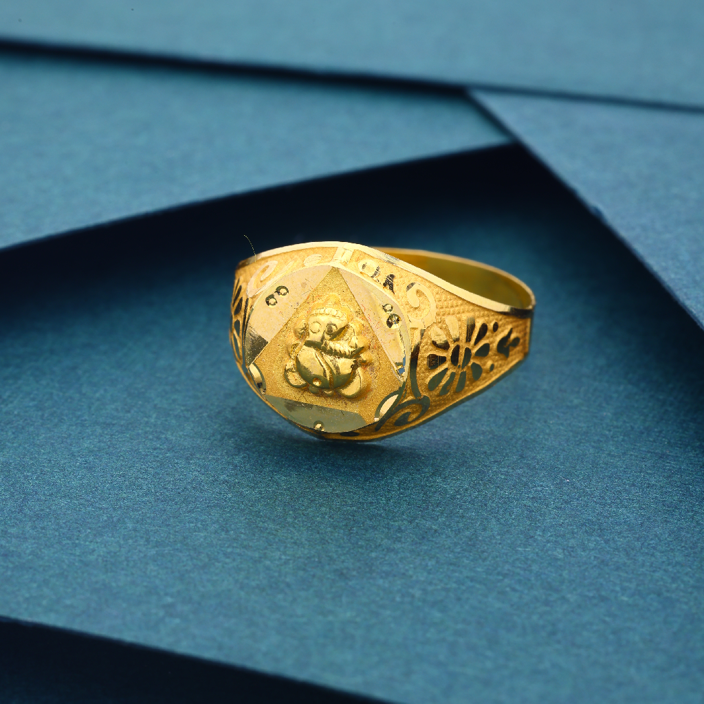 22K 916 Ganesh Designer Gold Ring For Mens