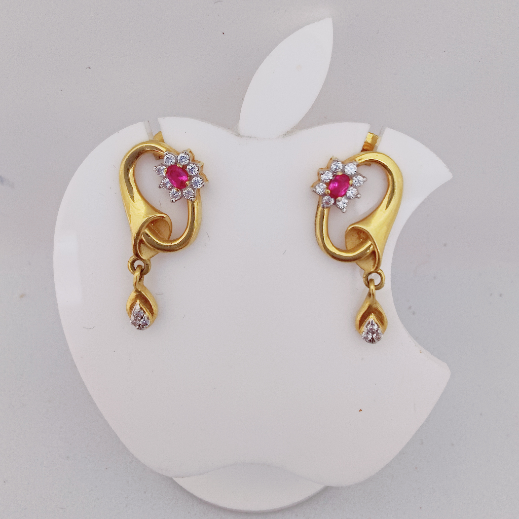 22k Gold Exclusive Queen Colour Stone Hanging Earring