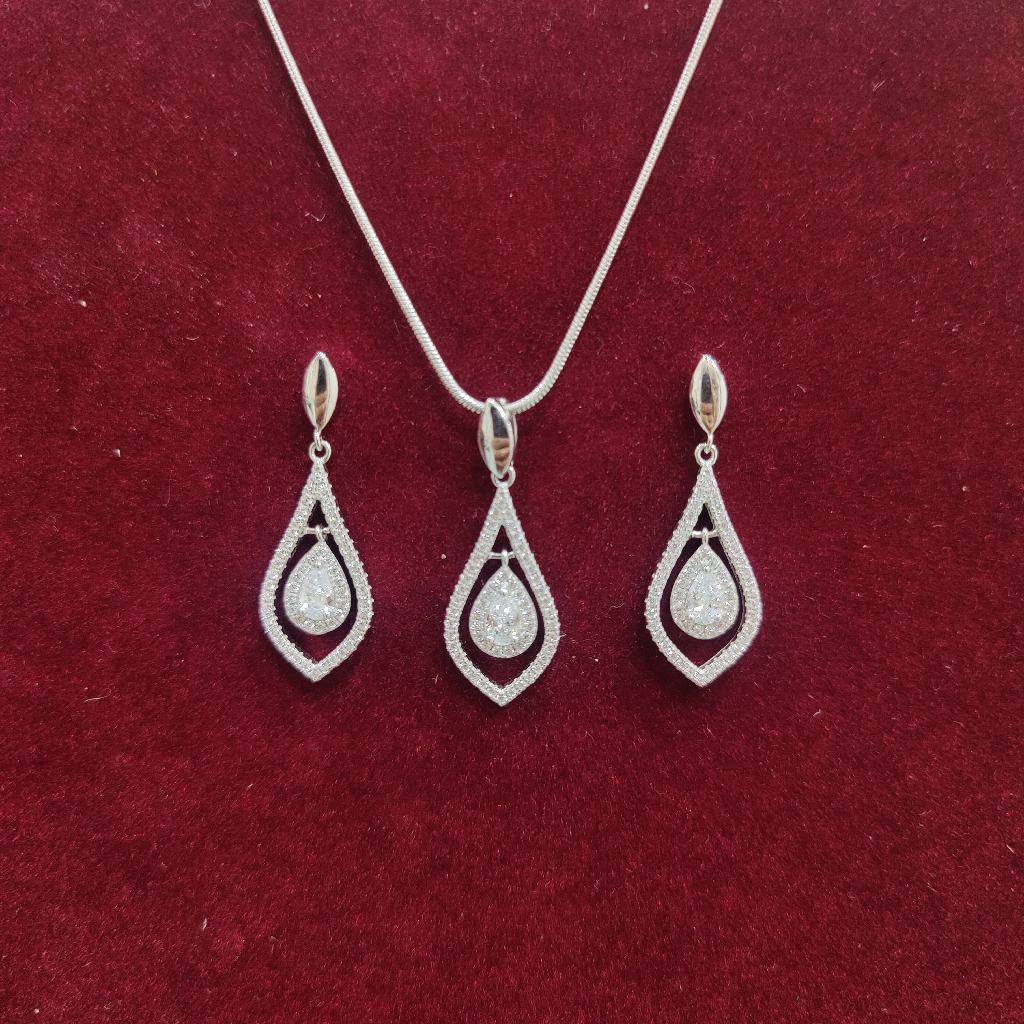925 silver chain hanging diamond pendant set