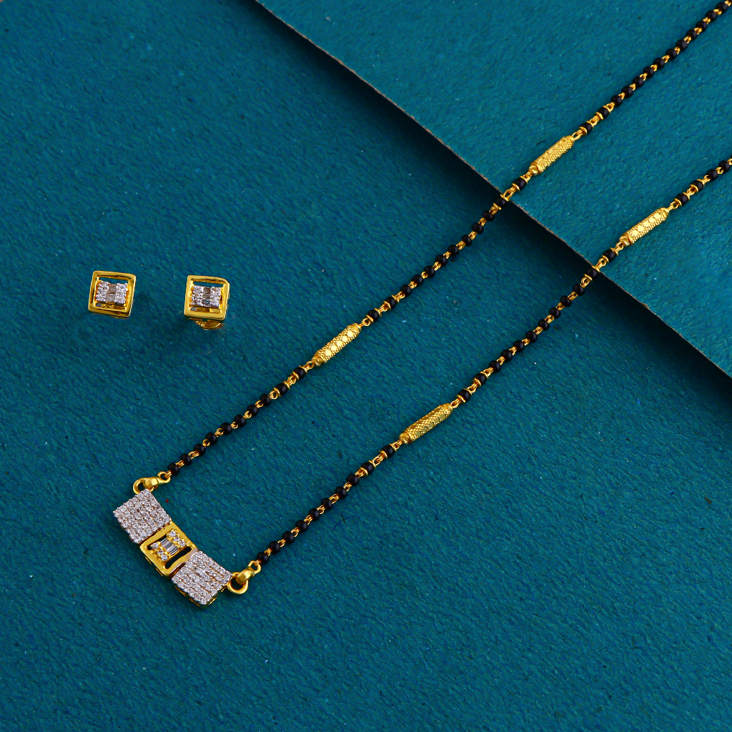 22K Gold Modern Design Stone Working Mangalsutra