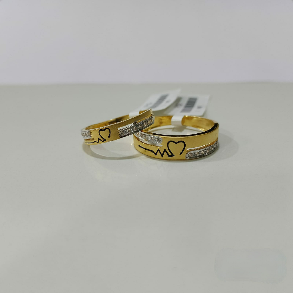 22k gold heart draw couple ring