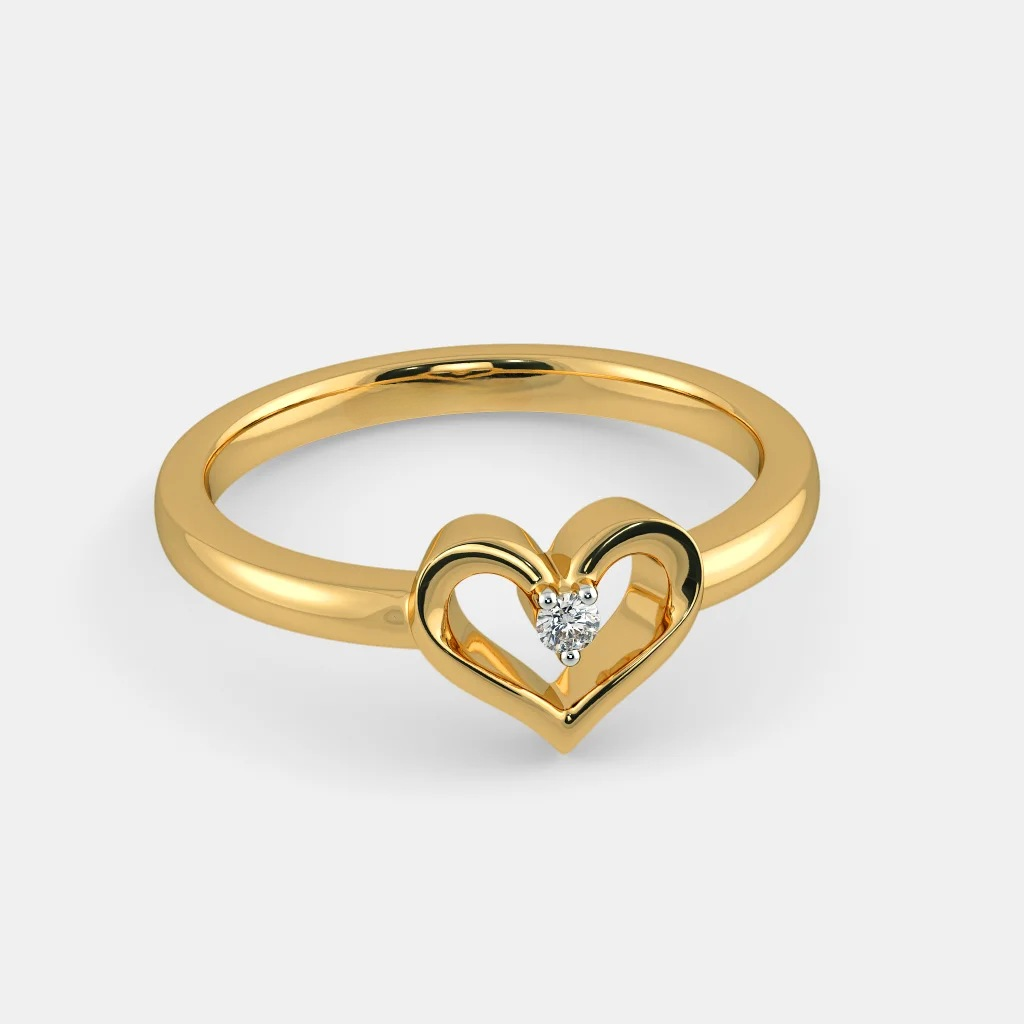 22k gold heart shape single stone ladies ring