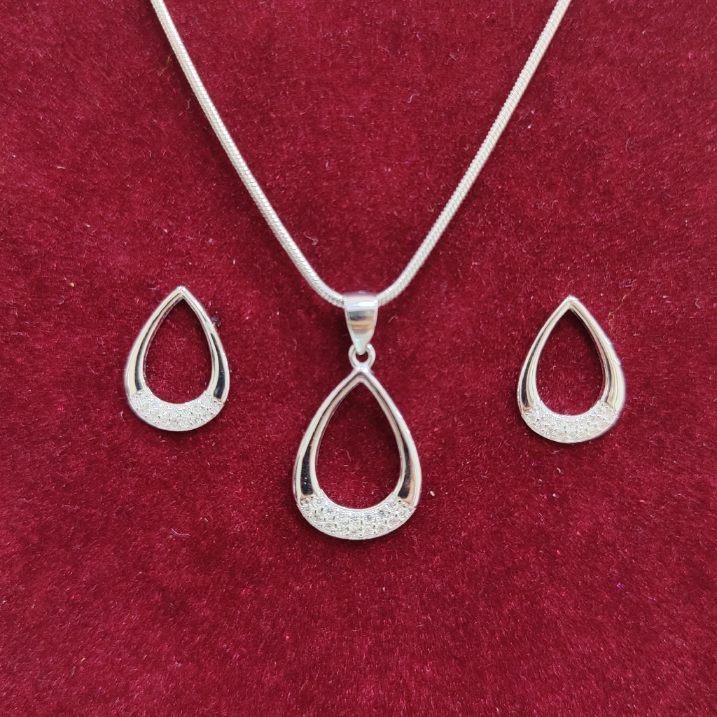 925 silver Chain egg shape Pendant set