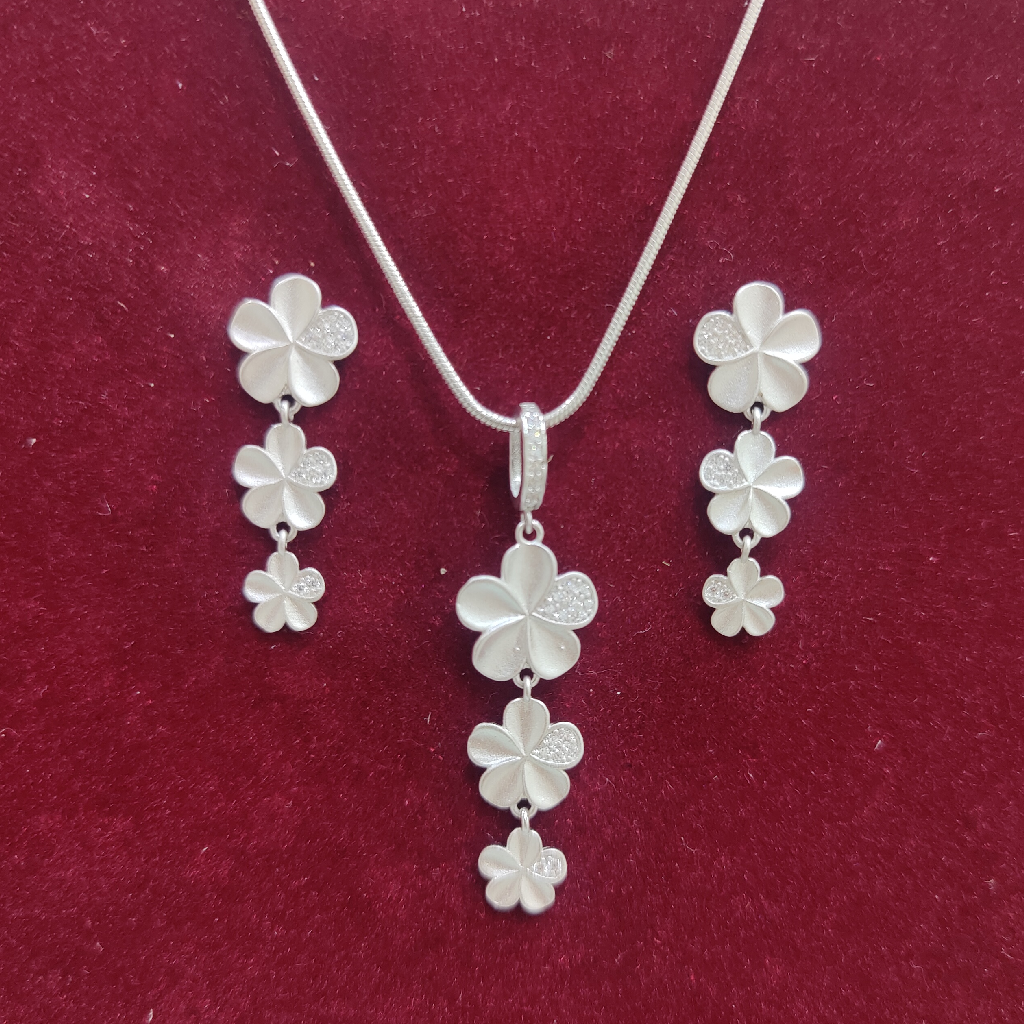 925 silver Chain flower shape pendant set