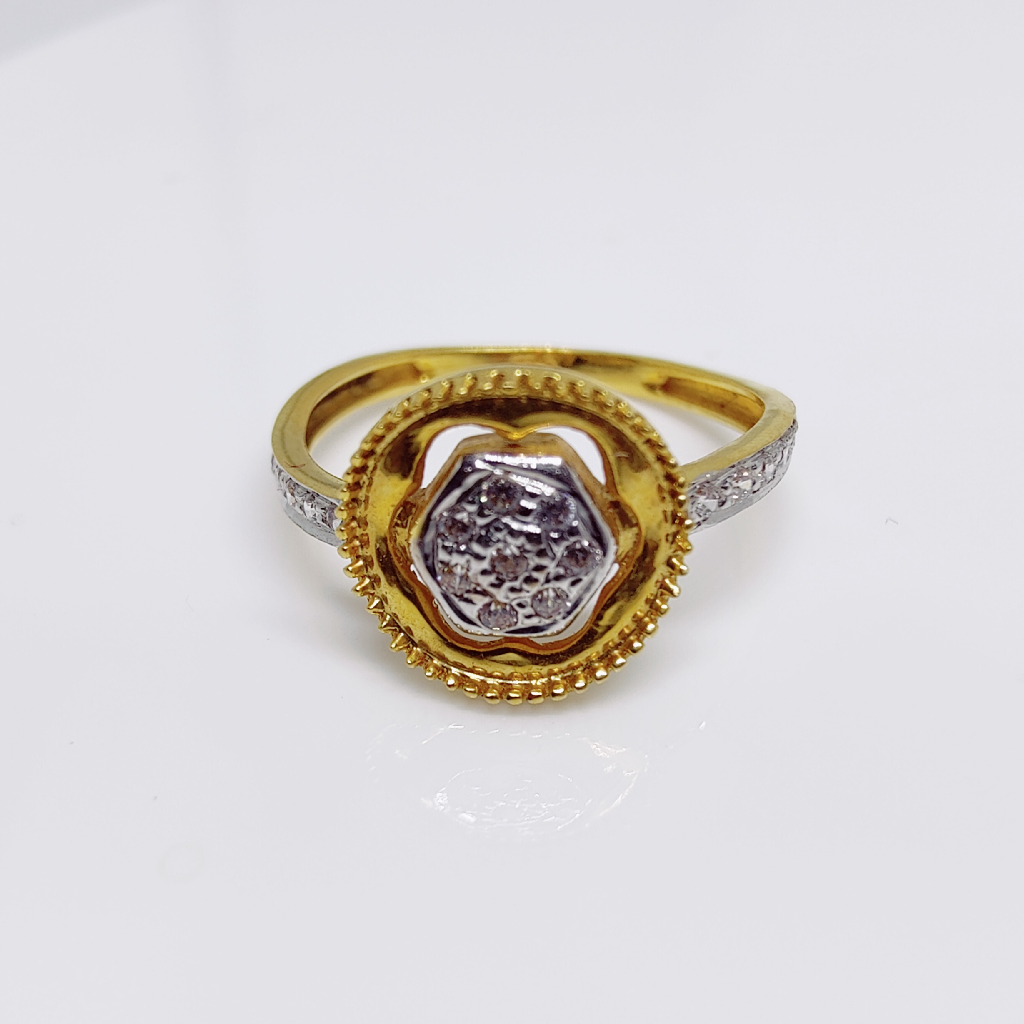 916 gold Classy Floral Design CZ ladies ring