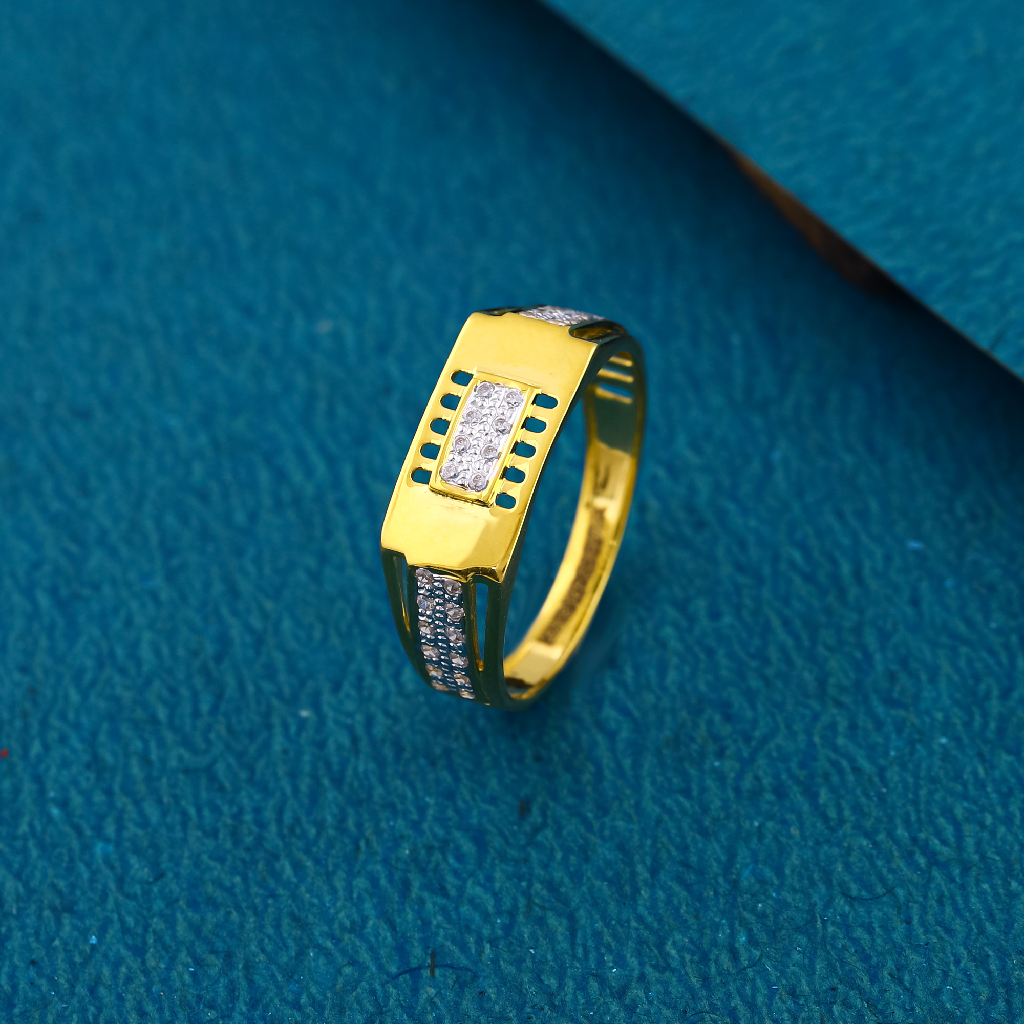 22K 916 Premium Diamond Gold Ring For Mens