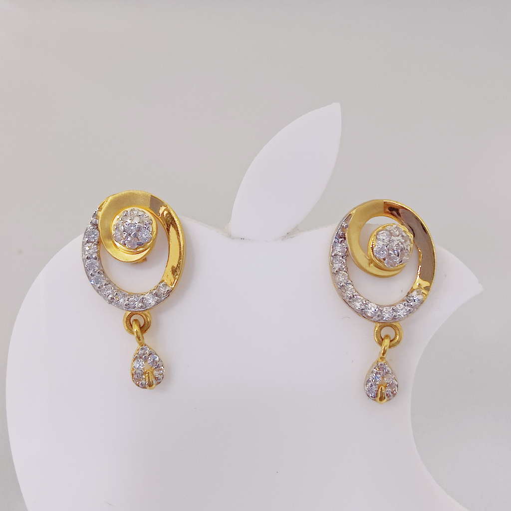 22k gold exclusive oval shape hanging earring