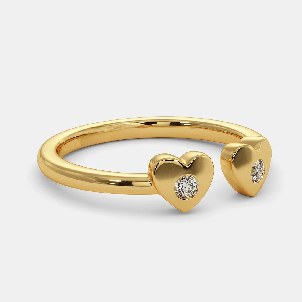 22k gold double heart flexible ladies ring