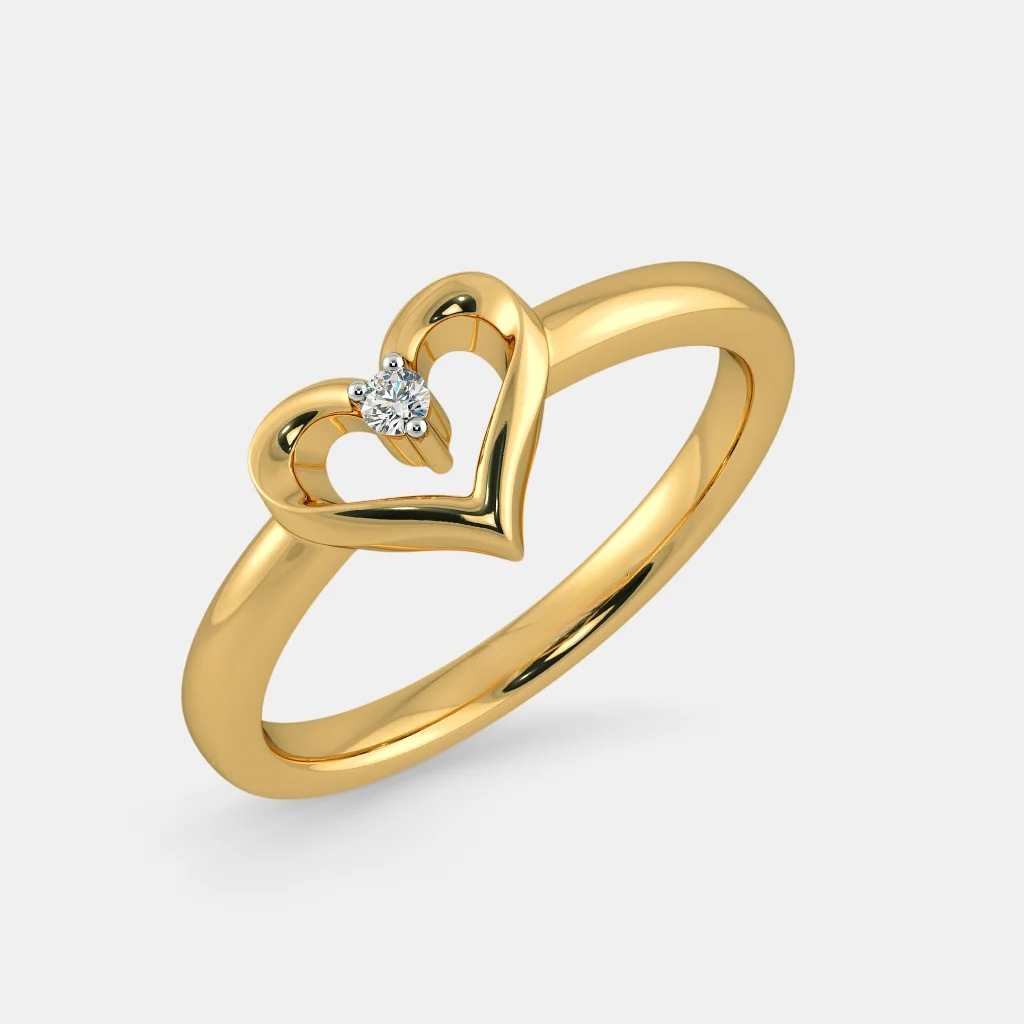22k gold heart shape single stone ladies ring