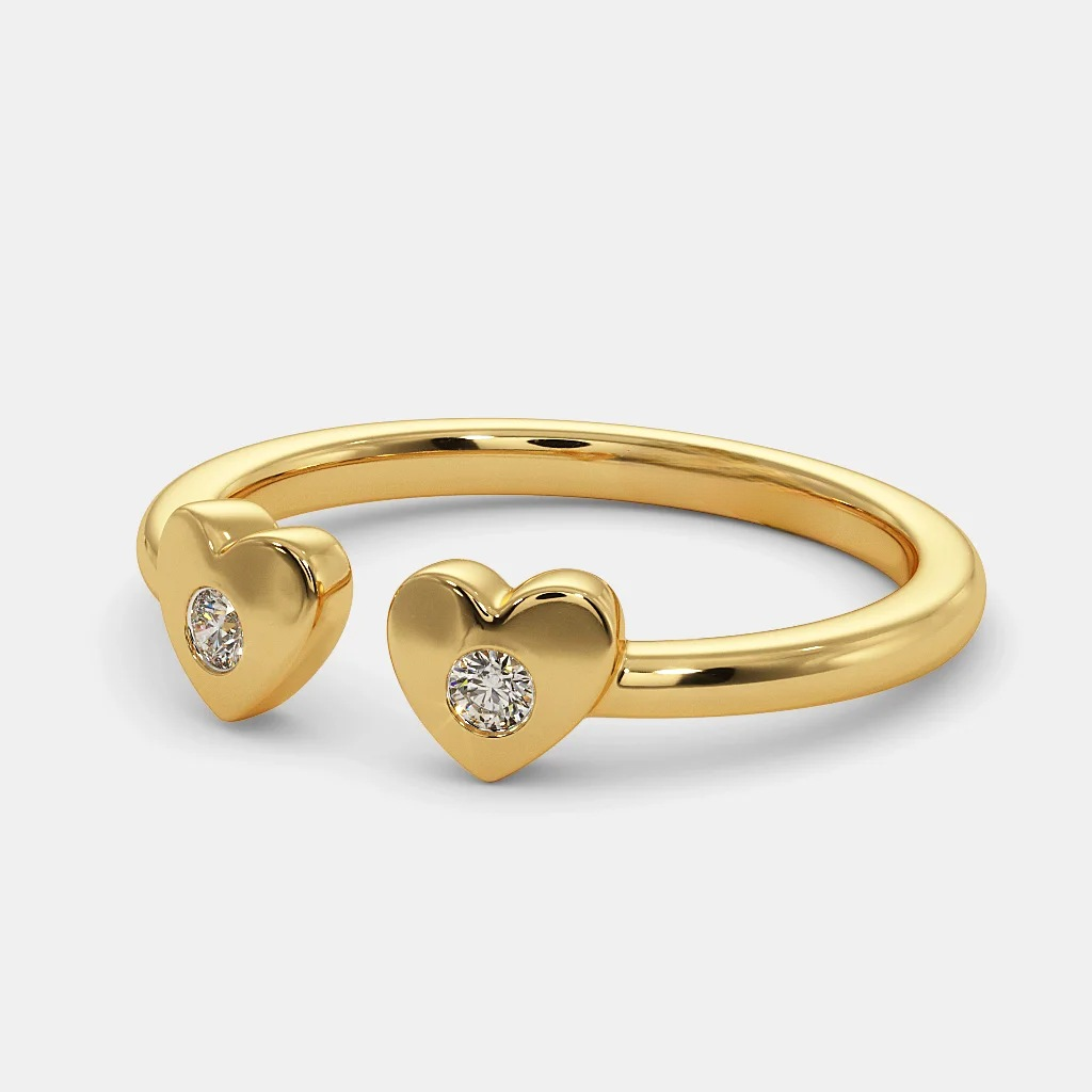 22k gold double heart flexible ladies ring