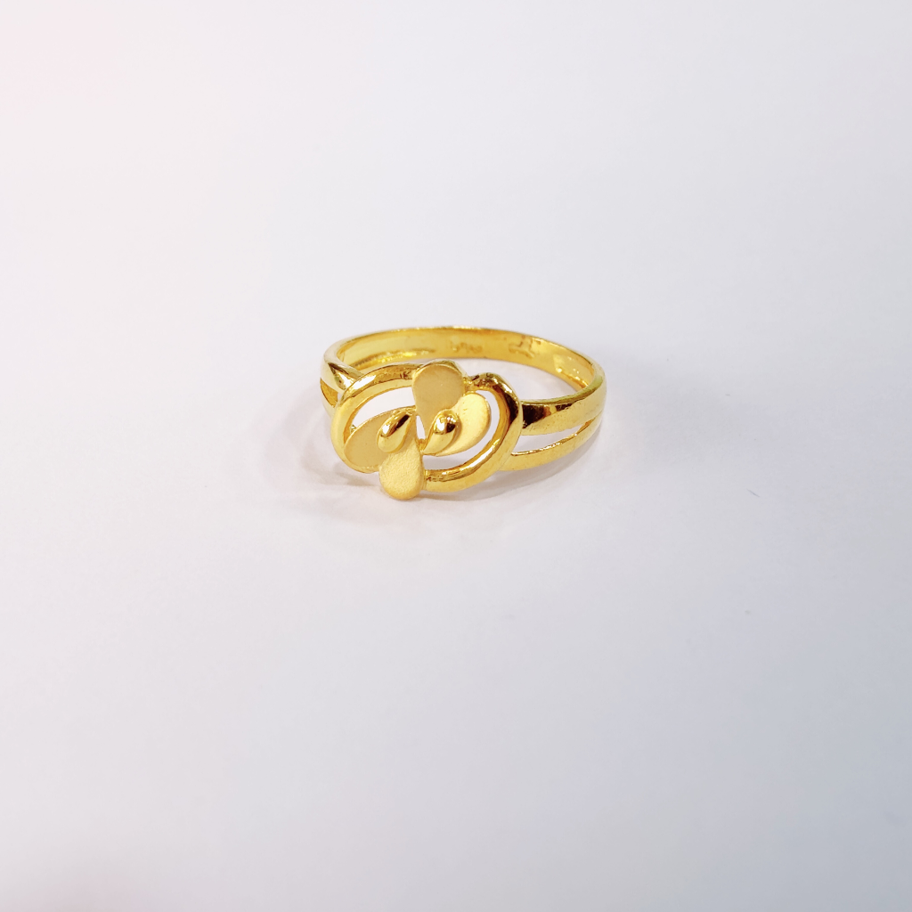 916 Plain Gold Flower Design Ladies Ring