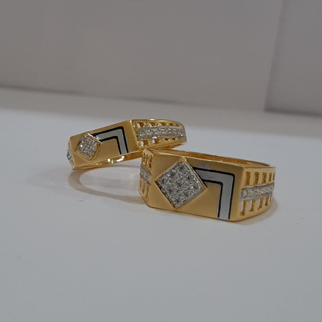 22k gold square couple ring