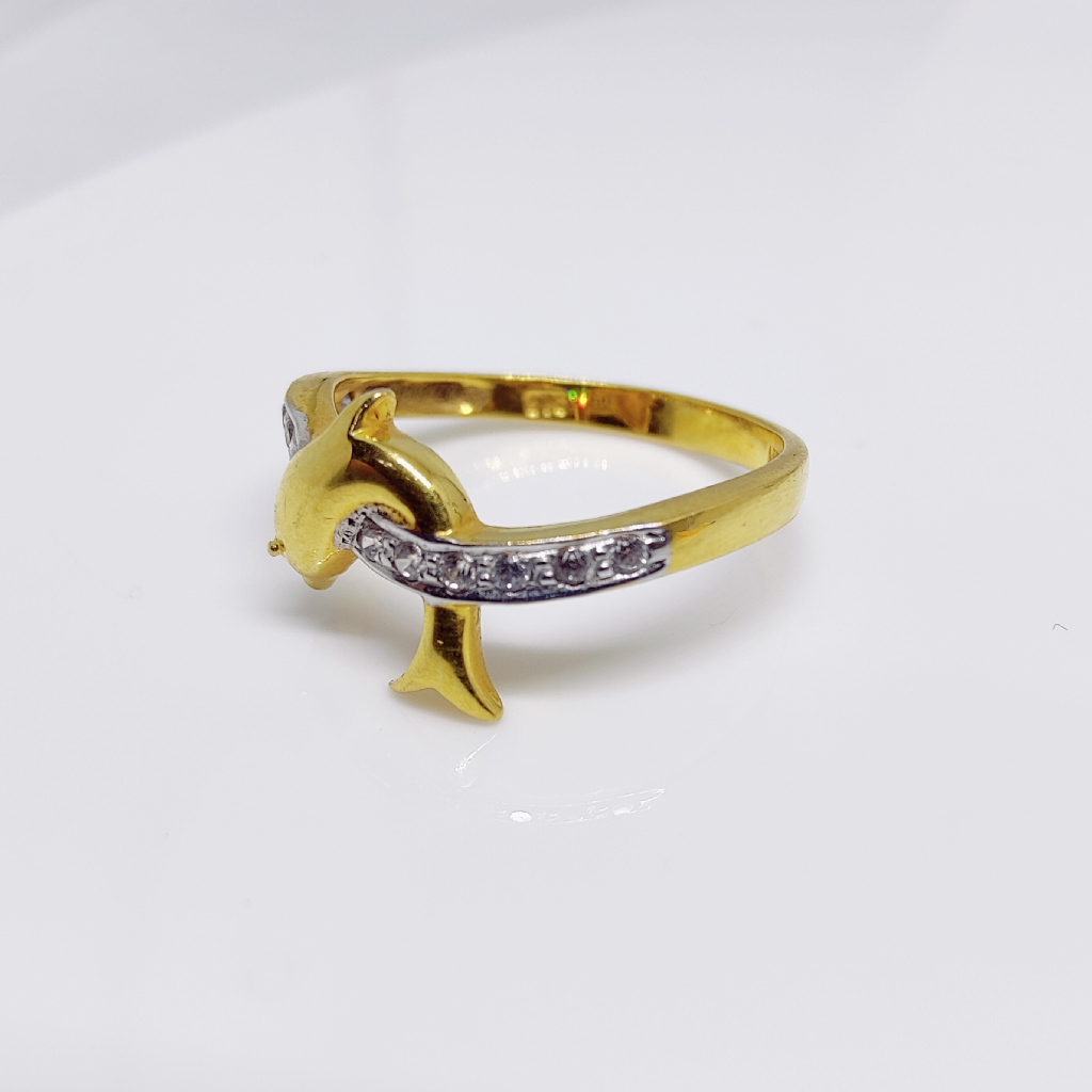 22K Gold Fish Design Diamond Ladies Ring